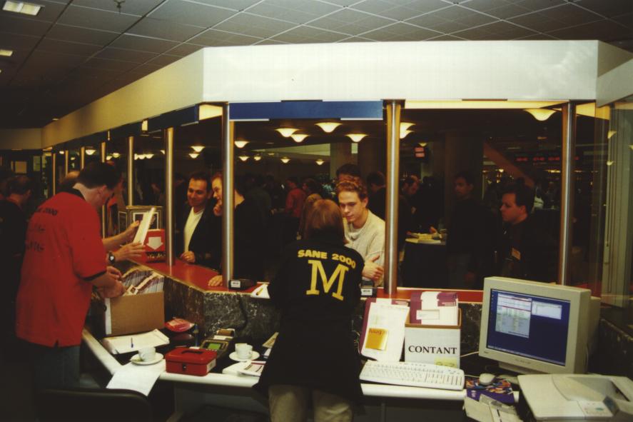 Behind the registration desk 